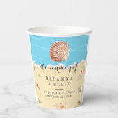 Minimal Blue Ocean Summer Wedding Papieren Bekers (Achterkant)