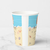 Minimal Blue Ocean Summer Wedding Papieren Bekers (Rechts)