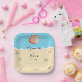 Minimal Blue Ocean Summer Wedding Papieren Bordje (Feest)