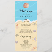 Minimal Blue Ocean Summer Wedding Programmakaart (Voorkant)