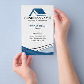 Minimal Blue Real Estate Agent House Logo Flyer (Hand)