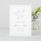 Minimal Blue Save the Date Wedding Aankondiging (Staand voorkant)