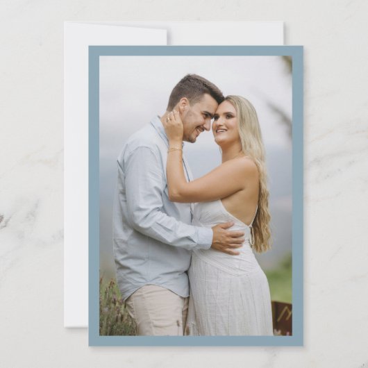 Minimal Blue Save the Date Wedding Aankondiging (Achterkant)