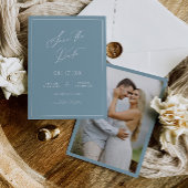 Minimal Blue Save the Date Wedding Aankondiging