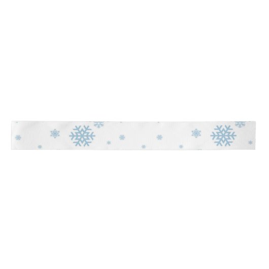 Minimal Blue Snowflakes Holiday Satin Ribbon Satijnen Lint (Voorkant)