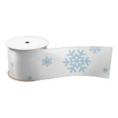 Minimal Blue Snowflakes Holiday Satin Ribbon Satijnen Lint (Spoel)
