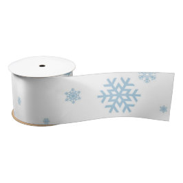Minimal Blue Snowflakes Holiday Satin Ribbon Satijnen Lint