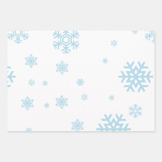Minimal Blue Snowflakes Holiday Wrapping Paper (Voorkant 3)