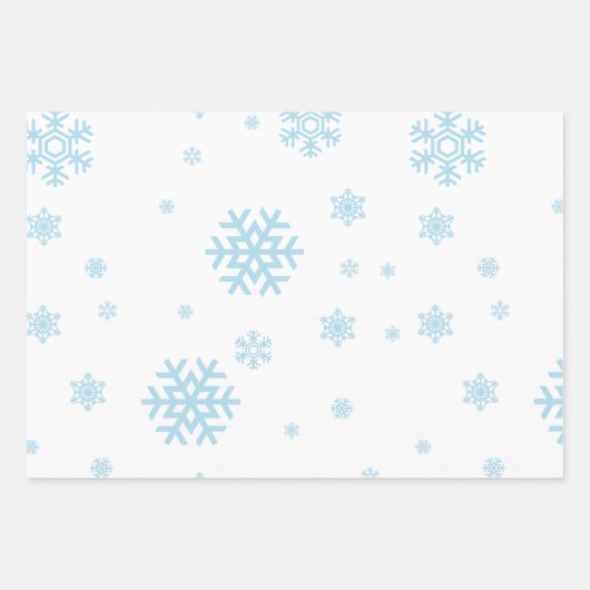 Minimal Blue Snowflakes Holiday Wrapping Paper (Voorkant 2)