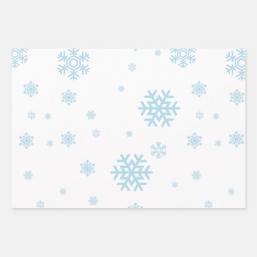 Minimal Blue Snowflakes Holiday Wrapping Paper (Voorkant)