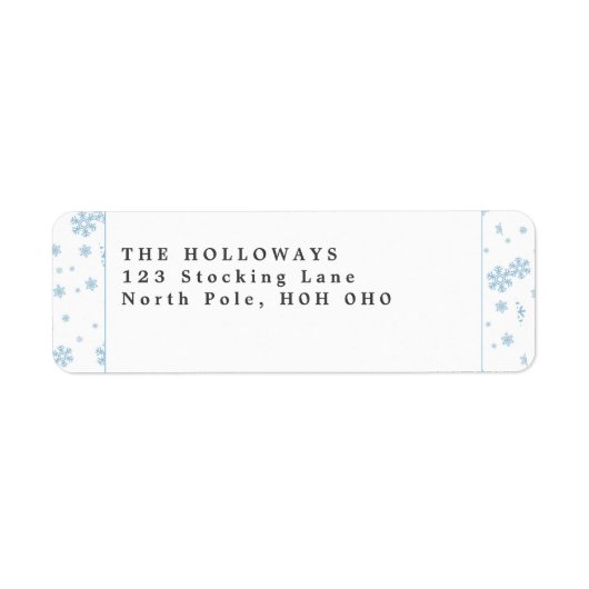 Minimal Blue Snowflakes Retouradres Labels (Voorkant)