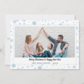 Minimal Blue Snowflakes Vakantie Fotokaart Feestdagenkaart (Voorkant)
