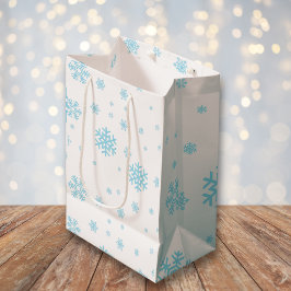 Minimal Blue Snowflakes Vakantie Medium Cadeauzakje