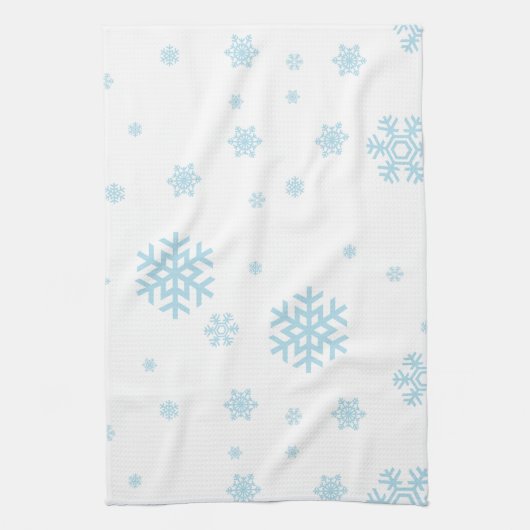 Minimal Blue Snowflakes Vakantie Theedoek (Verticaal)
