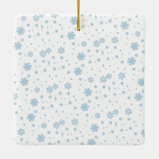 Minimal Blue Snowflakes Vakantiefoto Keramisch Ornament (Achterkant)