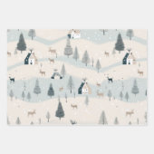 Minimal Blue Snowy Village Inpakpapier Vel (Voorkant 3)