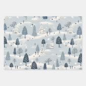 Minimal Blue Snowy Village Inpakpapier Vel (Voorkant)