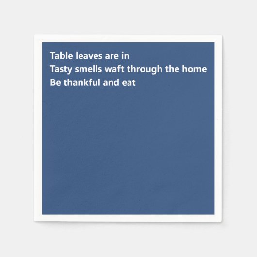Minimal Blue Thanksgiving Modern Dankbaar Gedicht Servet (Voorkant)