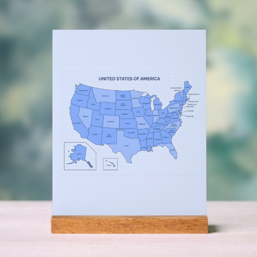 Minimal Blue United States Map Illustration Acryl Bord (Neutraal)