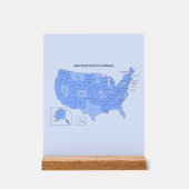 Minimal Blue United States Map Illustration Acryl Bord (Voorkant)