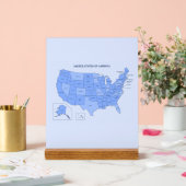 Minimal Blue United States Map Illustration Acryl Bord (Huwelijk)