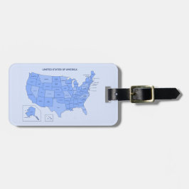 Minimal Blue United States Map Illustration Bagagelabel