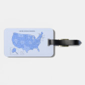 Minimal Blue United States Map Illustration Bagagelabel (Achterkant horizontaal)