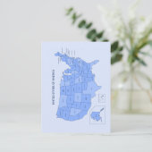 Minimal Blue United States Map Illustration Briefkaart (Staand voorkant)