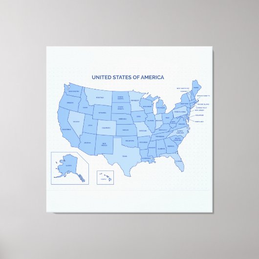 Minimal Blue United States Map Illustration Canvas Afdruk (Voorkant)