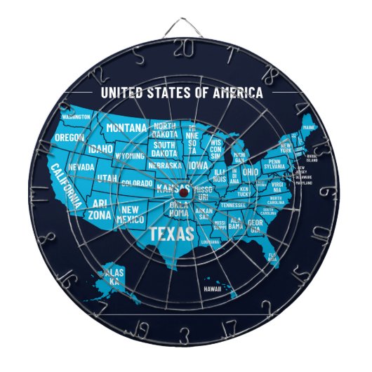 Minimal Blue United States Map Illustration Dartbord (Voorkant)