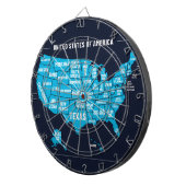 Minimal Blue United States Map Illustration Dartbord (Voorkant Rechts)