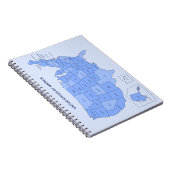 Minimal Blue United States Map Illustration Notitieboek (Rechterzijde)