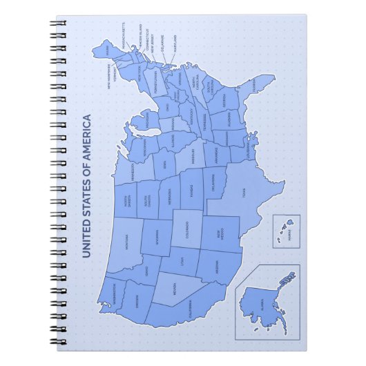 Minimal Blue United States Map Illustration Notitieboek (Voorkant)