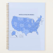 Minimal Blue United States Map Illustration Planner (Voorkant)