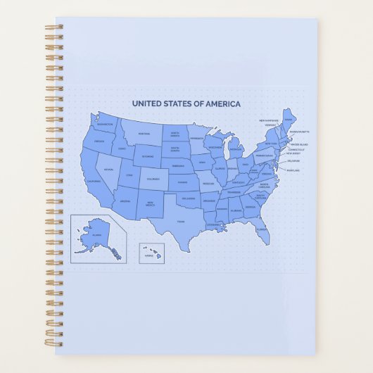 Minimal Blue United States Map Illustration Planner (Voorkant)