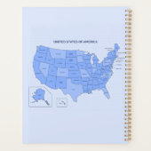 Minimal Blue United States Map Illustration Planner (Achterkant)