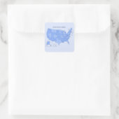 Minimal Blue United States Map Illustration Vierkante Sticker (Tas)