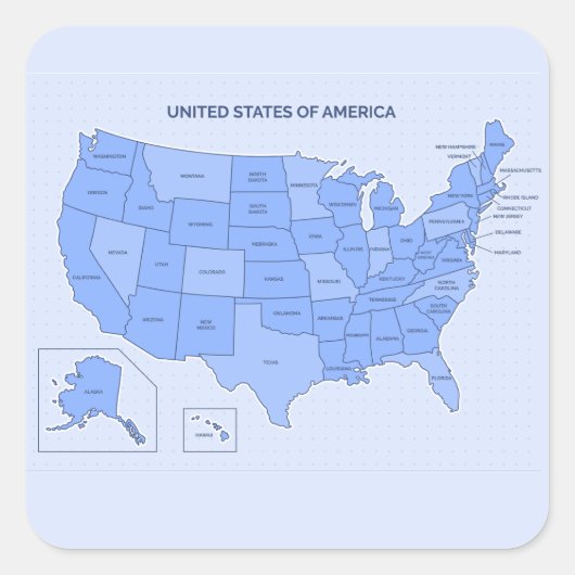Minimal Blue United States Map Illustration Vierkante Sticker (Voorkant)