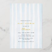 Minimal Blue Waterverf Baby shower Folie Uitnodiging (Voorkant)