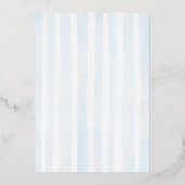 Minimal Blue Waterverf Baby shower Folie Uitnodiging (Achterkant)