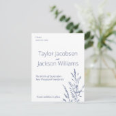 Minimal Blue Wedding Bewaar de datum (Staand voorkant)