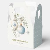Minimal Blue Winter Christmas Boy Baby shower Bedankdoosjes (Geopend)