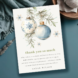 Minimal Blue Winter Christmas Boy Baby shower Bedankkaart
