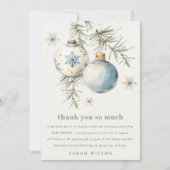 Minimal Blue Winter Christmas Boy Baby shower Bedankkaart (Voorkant)