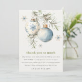 Minimal Blue Winter Christmas Boy Baby shower Bedankkaart (Staand voorkant)