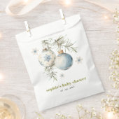 Minimal Blue Winter Christmas Boy Baby shower Bedankzakje (Geknipt)