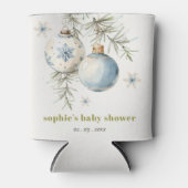 Minimal Blue Winter Christmas Boy Baby shower Blikjeskoeler (Voorkant)