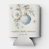 Minimal Blue Winter Christmas Boy Baby shower Blikjeskoeler (Achterkant)