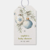 Minimal Blue Winter Christmas Boy Baby shower Cadeaulabel (Voorkant)