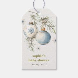 Minimal Blue Winter Christmas Boy Baby shower Cadeaulabel